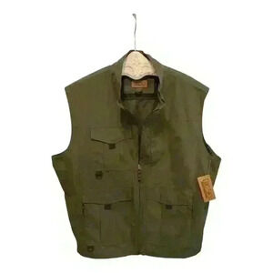 Men's XL Utility Vest Green Quick Dry Outdoor Fishing Hiking